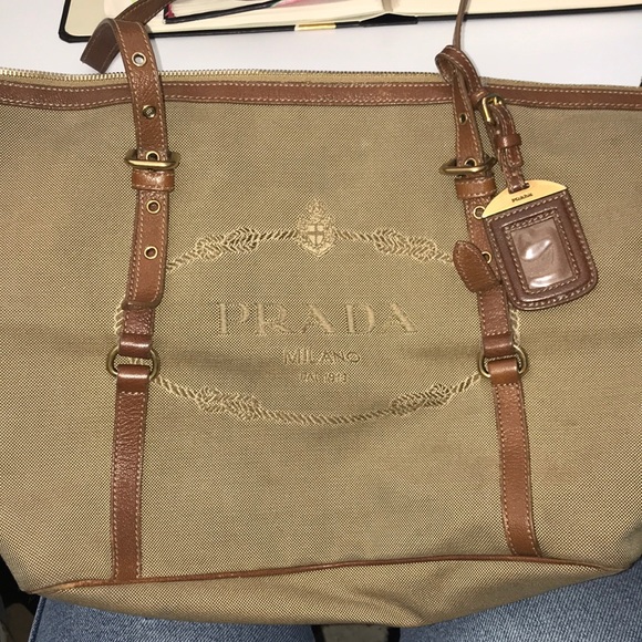 prada canvas shoulder bag